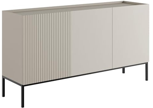 Mirjan24 Türkommode Cowilo 150 3D mit 3 Türen, innen 6 Fächer, Kommode, Mehrzweckschrank, Highboard, Anrichte, Sideboard (Cashmere)