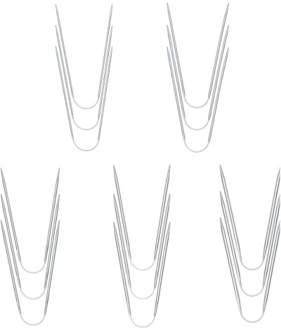 15 Stück Rundstricknadeln Set, 2mm/2.5mm/3mm/3.5mm/4mm Leichte Edelstahl Stricknadel Mini Stricknadel für Anfänger Metall Stricknadel Doppelkopf zum Stricken für Socken Handschuhe Ärmeln Mützen