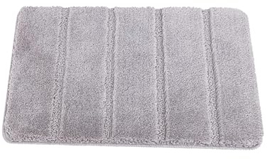Nest & Nibble Bathroom Bath Mat (Silver, 60 x 110 cm) Non-Slip Toilet Floor Mat | Ultra-Absorbent Microfiber Technology Washable Shower Rug | Soft & Thick Anti-Mould Home Essential Bathtub Carpet