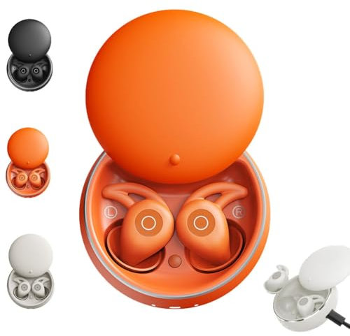 Novonell Snoozepods Pro, Mini Sleep Headphones Wireless Bluetooth Side Sleepers, Anti Snoring Headphones Sleep Pods, Ultra Comfortable & Noise-Free Sleep Sleepbuds With ANC, 24h Battery(Orange)