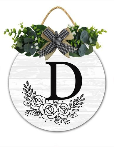 Ghirlanda personalizzata per porta d'ingresso, lettera D, cartello di benvenuto in legno per fattoria rustica primavera estate autunno inverno – regalo di nozze inaugurazione della casa nuova casa 30