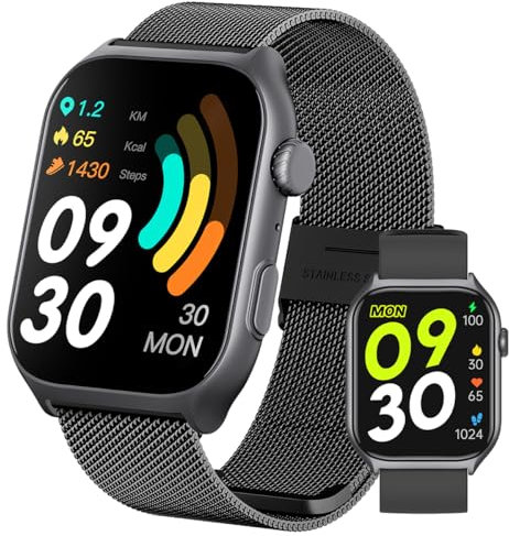 Männer- und Frauen-Smartwatch, Fitness Tracker mit Anruffunktion，AMOLED-Display, 320 * 386 Pixel, 300mAh, ber 100 Sportmodi, wasserdicht nach IP67, Aktivitts-Tracker fr Android und iOS (GTS7-01)