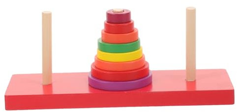 KOMBIUDA Holzturm Stapelturm Mit Bunte Holzringe Und Holzstab Für Kleinkinder Pädagogisches Spielzeug Für Farb Und Größenerkennung Bauklötze Lernspielzeug