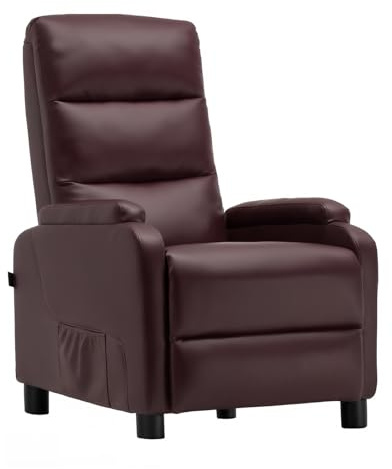 COMHOMA Fauteuil de Relaxation, Fauteuil Inclinable avec Dossier Réglable Jusqu'à 160° Manuellement, Coussin en Plumes avec Repose-Pieds Fauteuils Simple Salon Chambre Home Cinéma PU-Marron