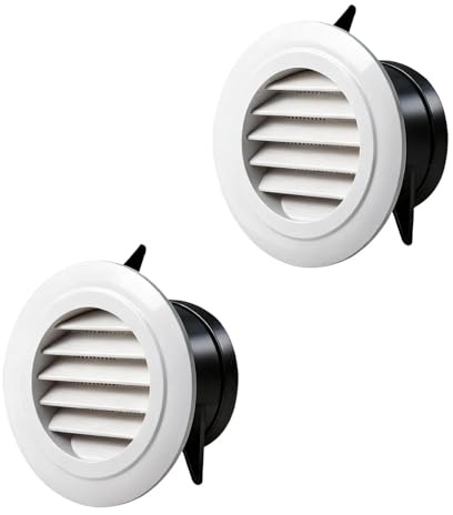Set 2 Rejillas de Ventilación Ajustables Ø95mm para Tubo Ø100mm | ABS con | Malla Antinsectos | Instalación Empotrable para Pared o Techo |Interior y Exterior |Rejilla de Escape para Aire Acondicionado