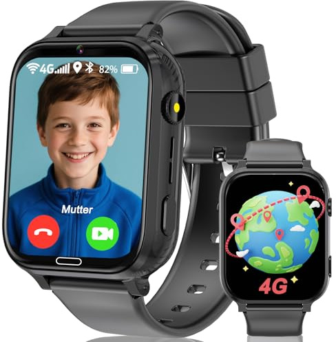 MOONKIDS Kinder Smartwatch Kinder mit GPS und Telefon, 4G Smart Watch Kinderuhr mit Voice Chat, SOS, IP67, Wasserdicht, Spielr, Geschenke für Jungen und Mädchen
