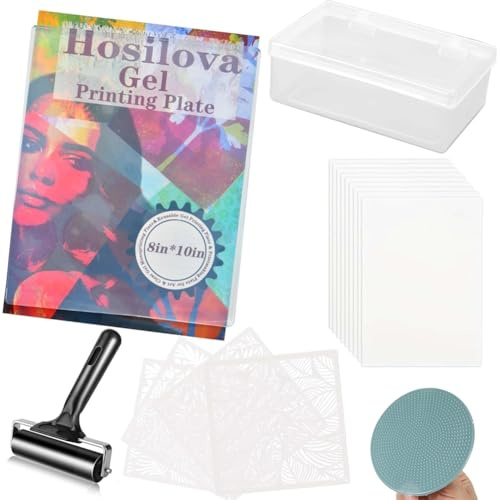 Cvoepobey Gel Printing Plate 8 X 10Gel Plate with Rubber for Card Making, Arts and Crafts,Scrapbooking and Journaling