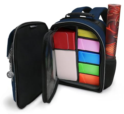 ENHANCE Collector's Edition Kleine Karten-Rucksack - Karten-Protektor Bildschirm, Aufbewahrung, Deckboxen - TCG Rucksack mit Spielmattenhalter, Kompatibel mit Magic the Gathering (Drachen Blau)