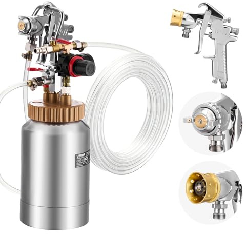 VEVOR Serbatoio Spruzzatore di Vernice, 2 L Serbatoio a Pressione per Spray Spruzzatore di Vernice a Spruzzo Pneumatica Centrale con Due Tubi per Mobili, Auto, 3 Comandi Regolabili
