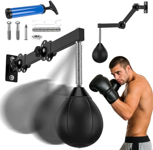 Speed Punchingball Wandmontage – Höhenverstellbar & Faltbar, Boxbirne für Tür & Wand, Punch Fit Boxsack für Kinder, Jugendliche & Erwachsene – Home Gym Trainin