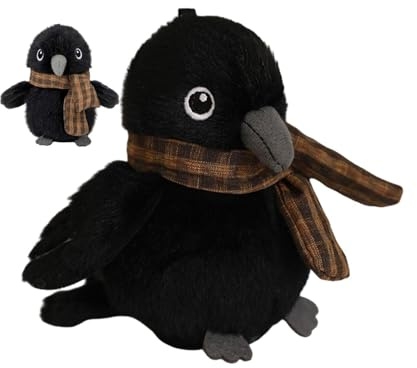 Krähen Plüschtier 12,7×10 cm Krähen Kuscheltier Vogel Spielzeug Für Junge Mädchen Realistischer Schwarzer Krähens Halloween Stofftier Weiches Plüschtier Krähens Wildtier Puppen Für Kinder