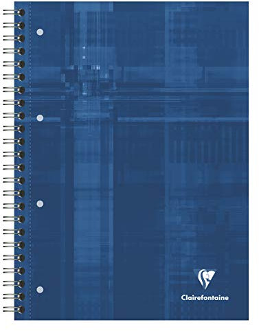 Clairefontaine 82123C Bind'O Block Cahier à Spirale Perforé Bleu - A4+ 22,5x29,7 cm - 160 Pages Détachables Petits Carreaux Cadrées avec Marge - Papier Blanc 90 g - Couverture Rigide