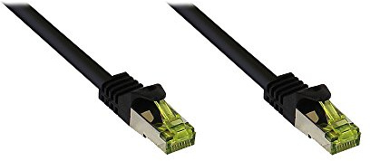 Good Connections RJ45 Ethernet LAN Patchkabel mit Cat. 7 Rohkabel und Rastnasenschutz RNS, S/FTP, PiMF, halogenfrei, 500MHz, OFC, 10-Gigabit-fähig (10/100/1000/10000-Base-T Ethernet Netzwerke) - z.B. für Patchpanel, Switch, Router, Modem - schwarz, 10 m