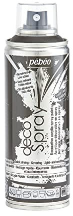Pébéo - Peinture Acrylique en Spray - Pour la Décoration Multi Supports en Intérieur et Extérieur - Base Eau, Faible Odeur - 200 ml - Finition Mate - Coloris Noir