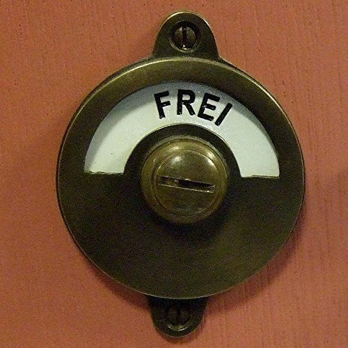 Antikas - Türbeschlag für Toilettentür WC-Drehverschluss, besetzt+frei Emaille Antik-Eisen