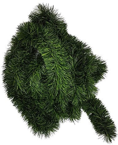 1 Stück Tannengirlande 5 oder 10m lang, Dekogirlande 8-10cm, Girlande Weihnachten (5 Meter) Grün