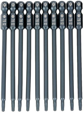 10 stücke 100mm Lange Torx, Elektrowerkzeug-Zubehör Schraubendreherbits Schraubendreher Bits Set S2 Stahl 1/4 Sechskantschaft T10 Magnetische Sicherheit Stern Kopf Schraubendreher Bits