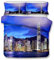 Bettwäsche Einzel Bettbezug 135x200 Moderner Stil 3D städtische Architektur Hochhaus Schattenbild Neon Nachtszene Szenerie Creative Mehrfarbig Anti-Feuchtigkeit, Anti-Milbe, glatt und bequem