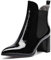 Castamere Donna Polacchine Tacco a Blocco Stivali Chelsea 7.5CM Medio Tacco Pelle Verniciata Nero Scarpe EU 39