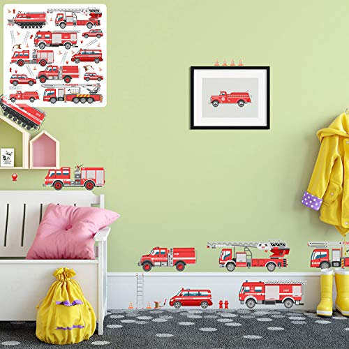 XXL Wandtattoo Set verschiedene Motive| Kinderzimmer Aufkleber bunt Wanddeko (Feuerwehr)