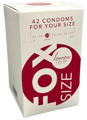 Loovara Kondome mit Gleitmittel 42 Stück - Größe M 53 mm - Präservative für mehr Fun & Feeling beim Sex - Vegan, Fair Rubber, Transparent-Naturfarben mit Reservoir - XXL Box