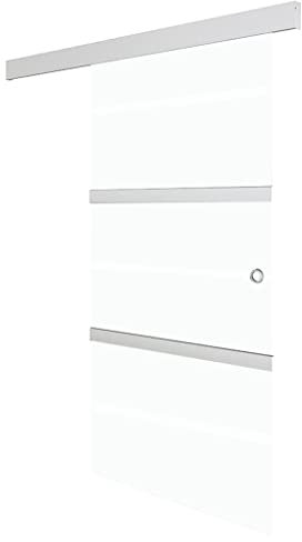 vidaXL Puerta Corredera de Deslizante Moderna Sala de Estar Baño Salón Cristal Ahorra Espacio Vidrio ESG y Aluminio Plateado 90x205 cm