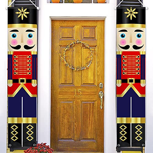 FSFLAG Nussknacker-Weihnachtsdekoration, Willkommensschild für Veranda, Haustür, Innen- und Außenbereich, Soldaten-Modell, Nussknacker, Banner für Wand, Kamin, Schlafzimmer, Zuhause, Kinderdekoration