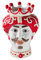Testa di Moro in Ceramica in Stile Siciliano Dipinto a Mano, Vaso per piante da Interno, Soprammobile di design, Stile Italiano, Re Volto Rosso Grande, 18x22x26,5 cm