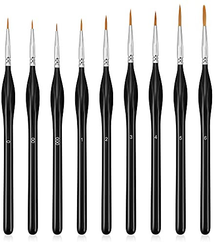 Pinceaux Peinture, 9 Pcs Pinceaux Peinture Acrylique pour Acrylique Huile Aquarelle Nail Art Pinceau de détail Ensemble