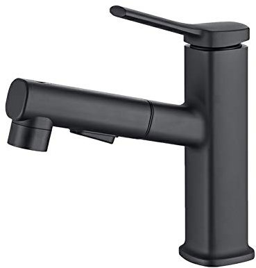 Wasserhahn Bad, Einhandmischer Waschtischarmaturen Mit Brause Ausziehbar 3 Strahlarten, Schwarz Messing Waschtischarmatur Kaltes Und Heißes Wasser Vorhanden, Geeignet Für Badezimmer Und Waschbecken