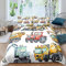 Homewish Bagger Bettwäsche Set 135x200 LKW Bettdecke Abdeckung für Kinder Jungen Mädchen Kinder Traktor Maschinen LKW Bettbezug Kran Bagger Mixer Bettbezug mit Reißverschluss Dekor