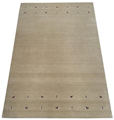 Gabbeh Beige Teppich 100% Wolle Handgewebt Orientteppich Loom Lori (200 x 300 cm, Beige T3)