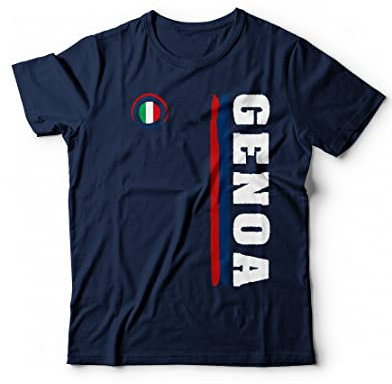 Maglietta Genoa Sport Calcio - T-Shirt Tifosi Ultras Genova Vari Colori Taglie dalla S alla XXL (L, Blu)