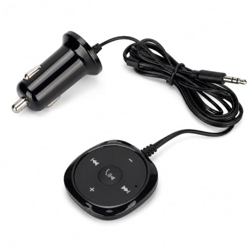 Elprico Kabelloser Auto Bluetooth Adapter, Freisprecheinrichtung Auto Bluetooth 5.0 Audio Receiver Car Kit 5V 2.1A USB Ladeanschluss für Autos mit 3,5 Mm AUX Eingang