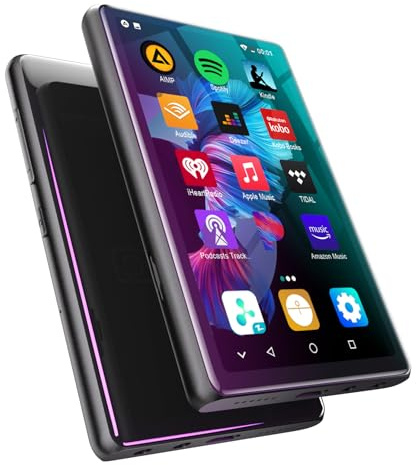 Luoran Lecteur MP3 avec Bluetooth, Spotify Préinstallé, Audible, Amazon Music, Support de Téléchargement APK, Browser (Removable) MTK8 Core, Android 8.1, 4.0 Pouces IPS,Jusqu'à 1 to (Noir 1)