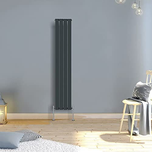 WarmeHaus Vertical Flat Panel Radiator Anthracite 1800x272mm Single Column Tall Upright Central Heating Rad