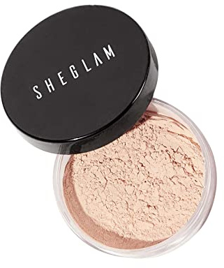 SHEGLAM Baked Glow Setting Powder ölregulierendes loses Gesichtspuder translucent porenlos makelloses samtiges Puder glanzendes Puder-Cappuccino