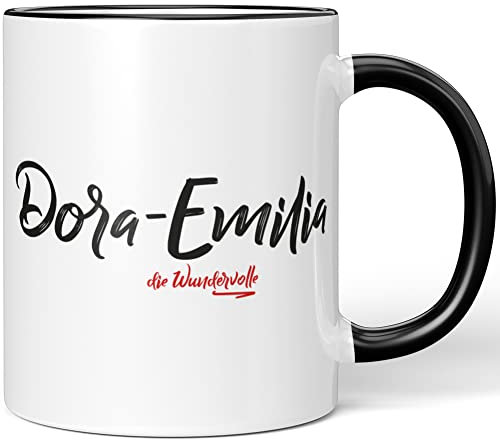 JUNIWORDS Tasse, Dora-Emilia, die Wundervolle, Schwarz (5226645)