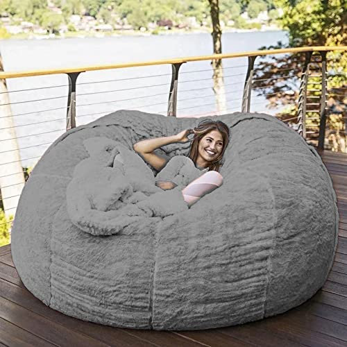 Bean Bag Chair Giant Foam Furniture Bean Bag Big Sofa mit weichem Mikrofaserbezug ohne Füllung (F,4.5FT 135X65cm)