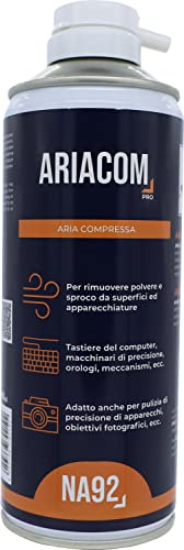 ARIACOM Aria Compressa Pressurizzata Spray per Pulizia di Tastiere, Computer, Notebook, Stampanti, Non lascia Residui, 400 ML, NA92 PRO (6 pezzi)