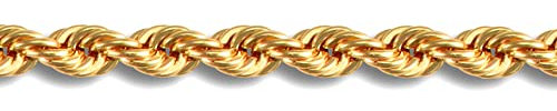 Jewelco London Ladies 9ct Yellow Gold Diamond Cut Hollow Rope 4.3mm Gauge Chain Necklace