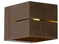 Qazqa Modern Wandleuchte, Wandlampe - Transfer Groove - Bronze, Quadratisch, max. 3W, Geeignet für LED, 9.7cm, Ideal als Flur und Wohnzimmerlampe