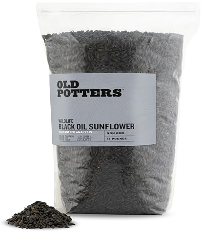 Old Potters Wildlife Black Oil Sunflower Seeds for Birds and Wildlife, Non-GMO & USA Grown on Small Farms (12 lbs)