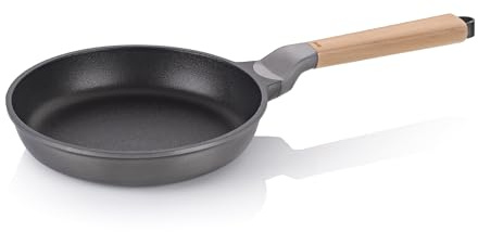 kela Bratpfanne 24cm VITANA, kleine Bratpfanne Induktion, recycelbar, Pfanne mit Oil Control System, Aluguss beschichtet, Buchenholzgriff