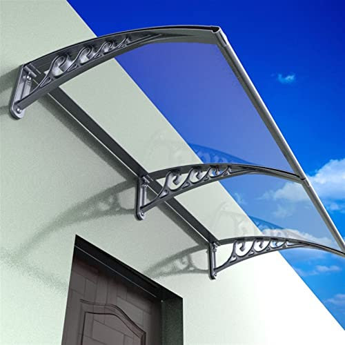 Markise für Fenster, Veranda, Eingang, Vordertür, UV-Schutz, Polycarbonat-Abdeckung, Regen- und Schneeschutz, Türmarkise für Gartenhaus, Veranda, Terrasse (Farbe: transparent, Größe: 60 x 6