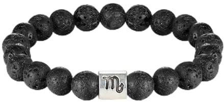 LODMLOER Sternzeichen-Armband Aus Lavastein-Perlen – Sternzeichen-Herrenarmbänder, Paare, Studentenarmbänder, Damenaccessoires
