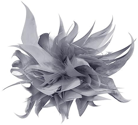 Broche Plume pour Femme,MoreChioce Broche de Mariage de Fleur de Plume de Style Vintage Élégant avec des Plumes pour la Décoration de Fête Broche pour les Femmes Décor Coiffure,Gris