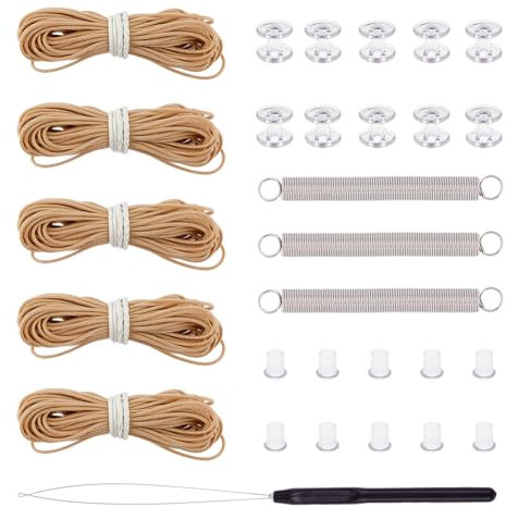 SUPERFINDINGS Reparatursatz Für Jalousien Plisseerollos RV Fensterrollo Befestigungsset Hellbraunes Rollo Reparaturset Plissee Sonnenschutz Sets Inklusive Feder Schnur Kabelstopper Einfädler