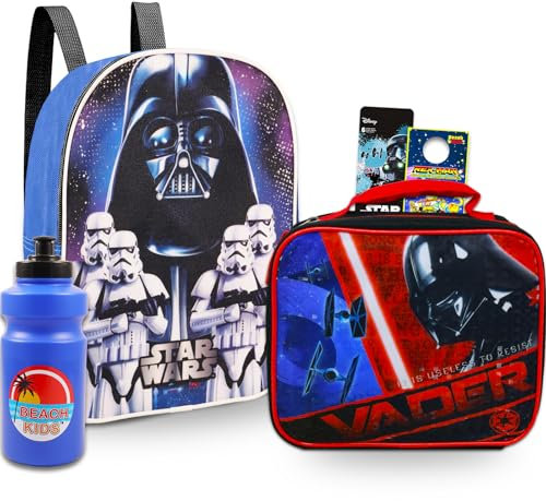 Star Wars Mini-Rucksack und Lunchbox-Set für Kinder – Paket mit 30,9 cm Darth Vader Rucksack, Lunchtasche, Wasserflasche, Aufklebern und mehr, Darth Vader Mini Rucksack, Star Wars Mini Backpack for