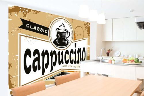 Dimex Selbstklebende Vliestapete CAPPUCCINO VINTAGE PLAKAT 375 x 250 cm | Selbstklebende Vliestapete | Wandtapete, Wandbilder - Tapete für Wohnzimmer Schlafzimmer, Büro, Küche - Montagefertig